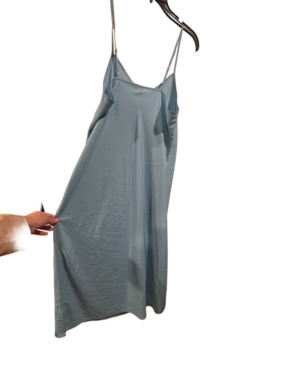 Nicoblu Dusty Blue V-Neck Maxi Slip Dress Spaghetti Adjustable Straps 16/2x Euc — image 5 of 8